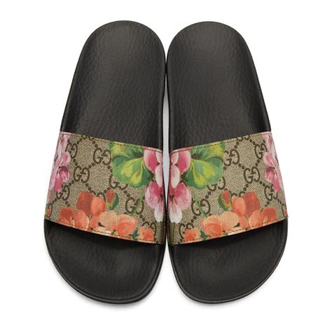 men gucci floral slides|Gucci floral slides dupe.